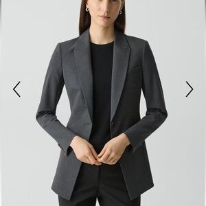 Theory Etiennette Blazer in Good Wool- Charcoal Melange 00